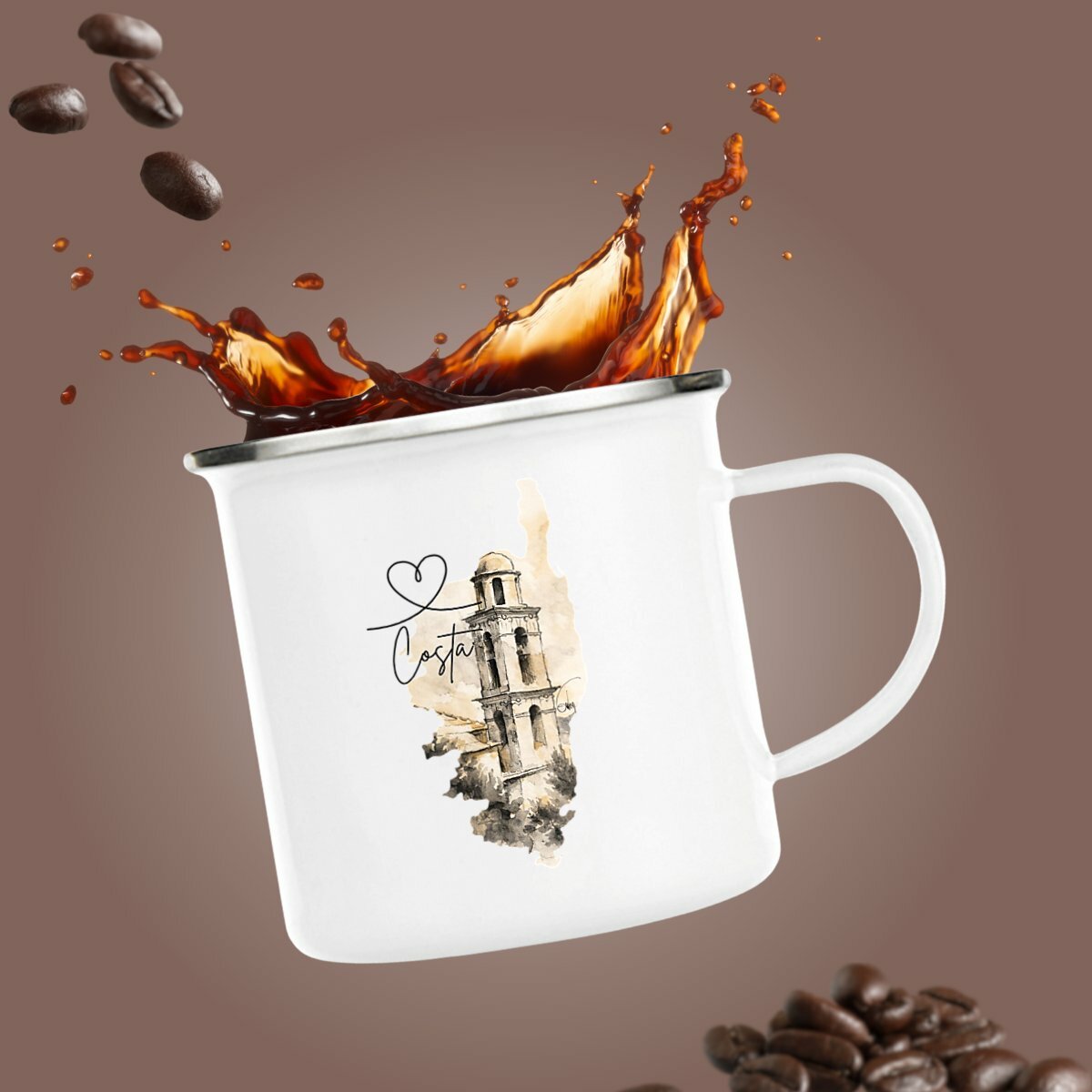 Mug metal Costa clocher