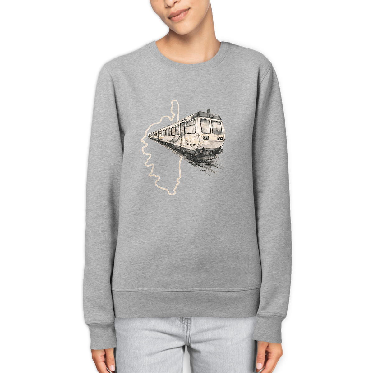 Sweat-shirt Léger Unisexe "U Trinichellu" - Illustration Petit Train Corse