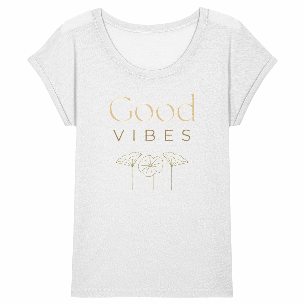 Image back T-shirt Femme Slub - Good Vibes - Fleurs foncées