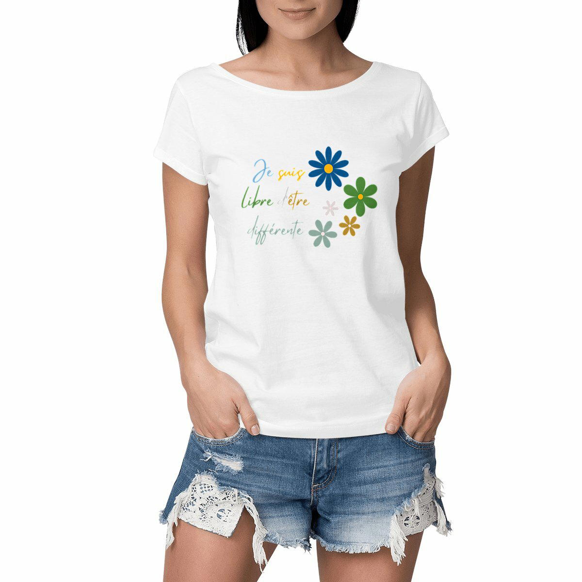 Image front T-shirt Femme Slub - Je suis libre d'être différente