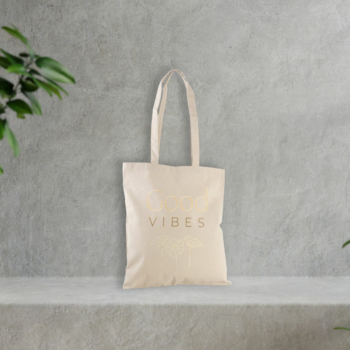 Image front Totebag épais - Good Vibes - Fleurs claires