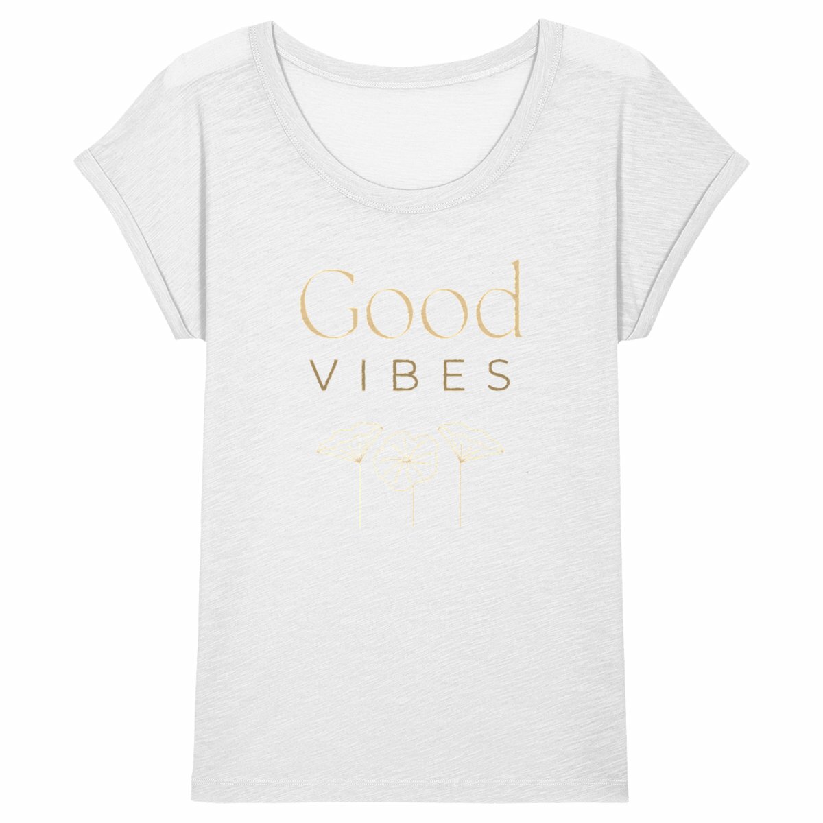 Image back T-shirt Femme Slub - Good Vibes - Fleurs claires