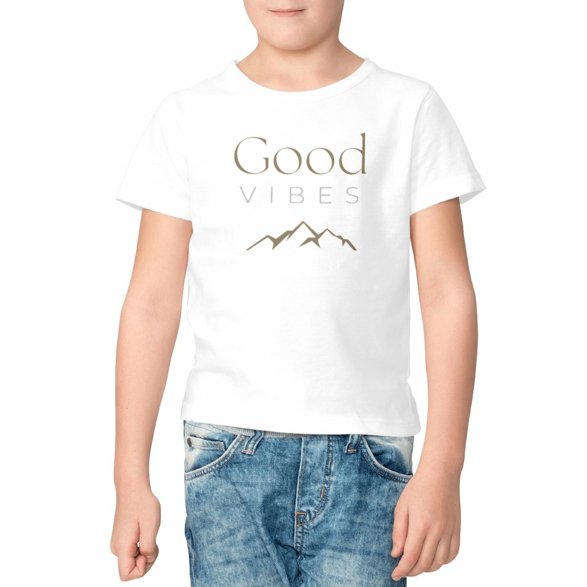 Image front T-shirt Enfant - Good Vibes - Montagnes foncées