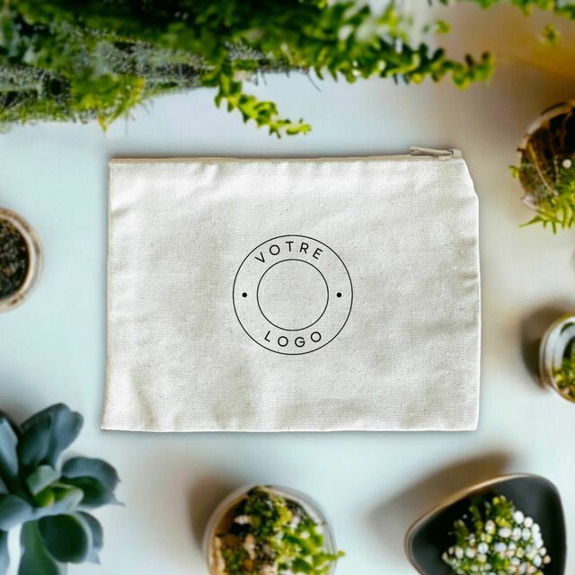 Image front Pochette éco-responsable personnalisable en coton recyclé