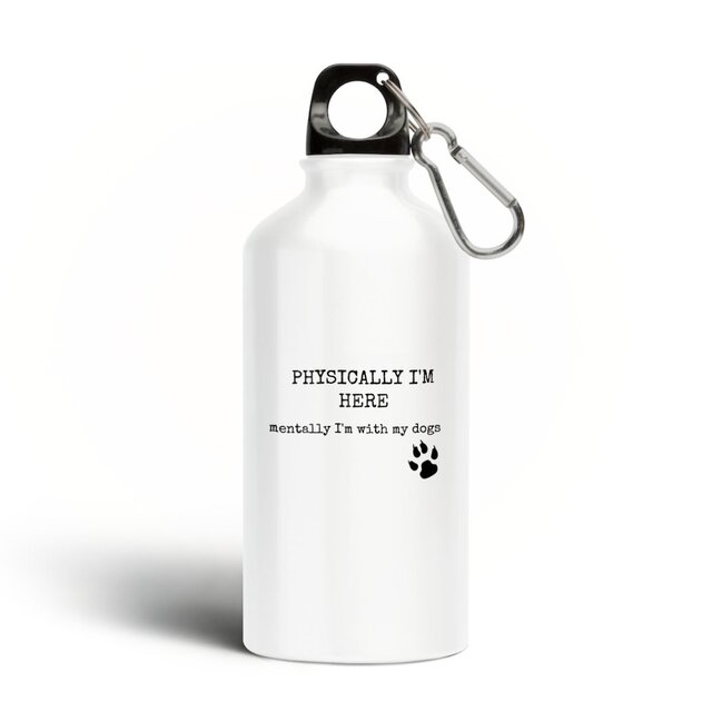 Image front PHYSICALLY I`M HERE Aluminium water bottle