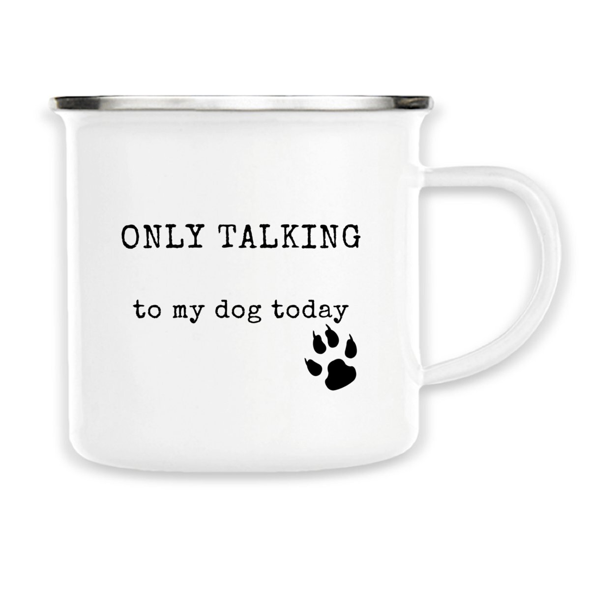 Image front ONLY TALKING Vintage style enamel mug