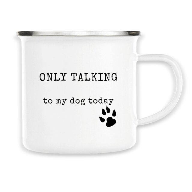 Image front ONLY TALKING Vintage style enamel mug
