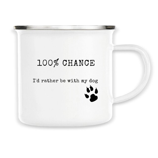 Image front 100% CHANCE Vintage style enamel mug