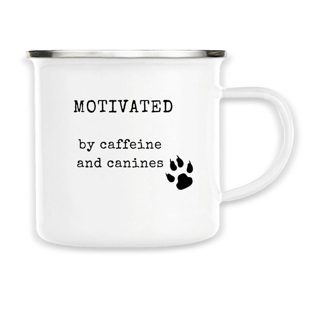 Image front MOTIVATED Vintage style enamel mug