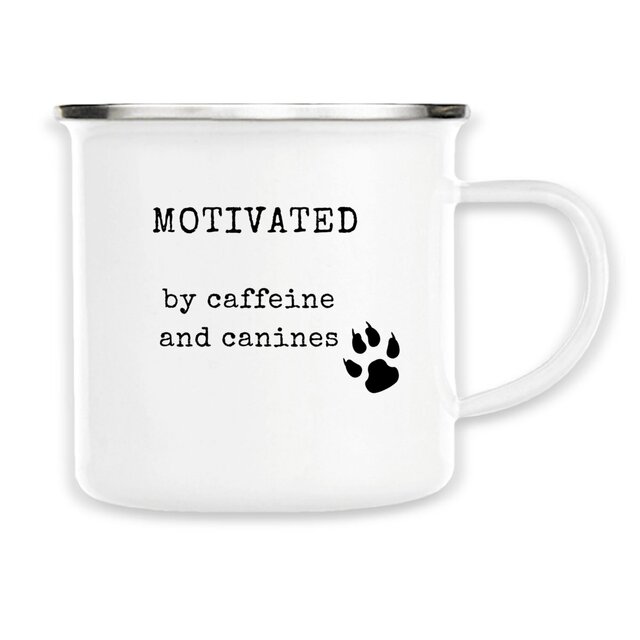 Image front MOTIVATED Vintage style enamel mug