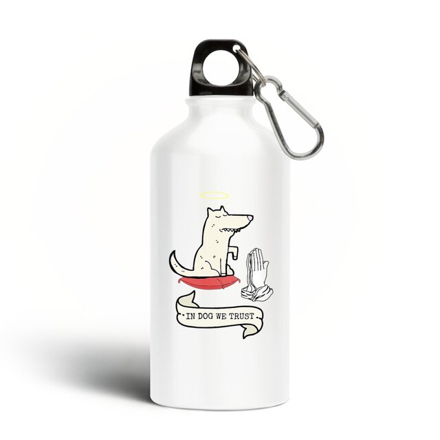 Image front IN DOG WE TRUST Aluminium water bottle