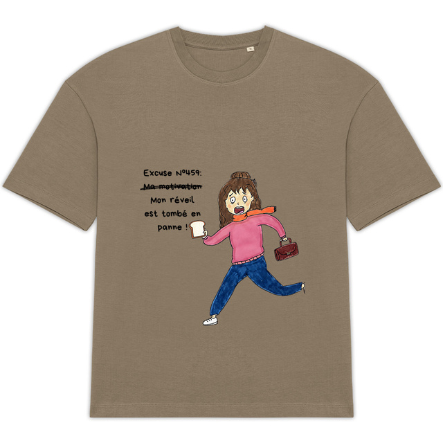T-shirt Humour BDP "Excuse N°459 - Mon réveil est tombé en panne !" - La Vraie vie. - Image