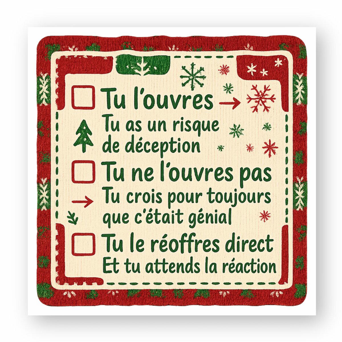 Sticker carré - Choix cornélien Cadeau de Noël