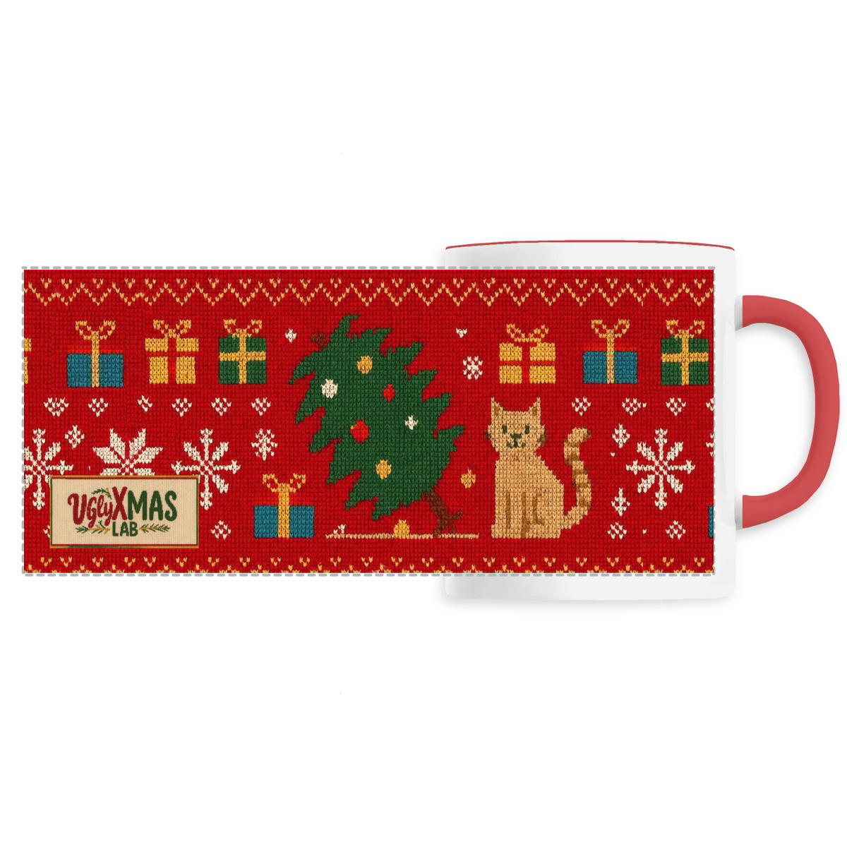 Mug panoramique – Chat et Sapin de Noël renversé 🎄🐱 - Image