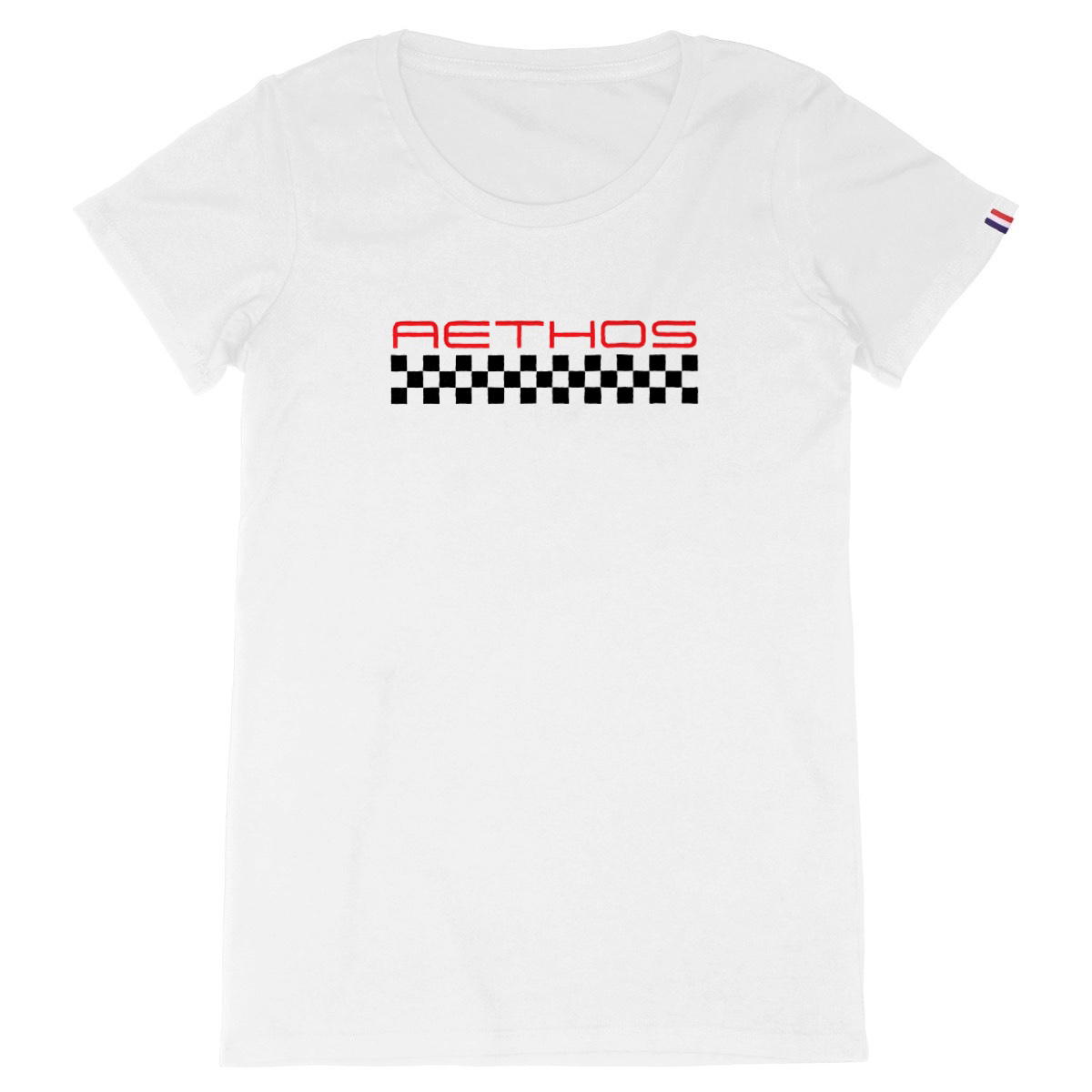 Image front T-shirt Femme Made in France Aethos x Automobile : damier