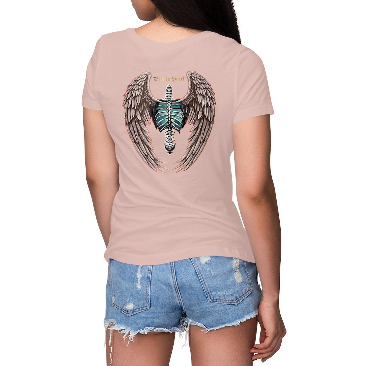 Image front WOMAN WINGS PINK GOLD
