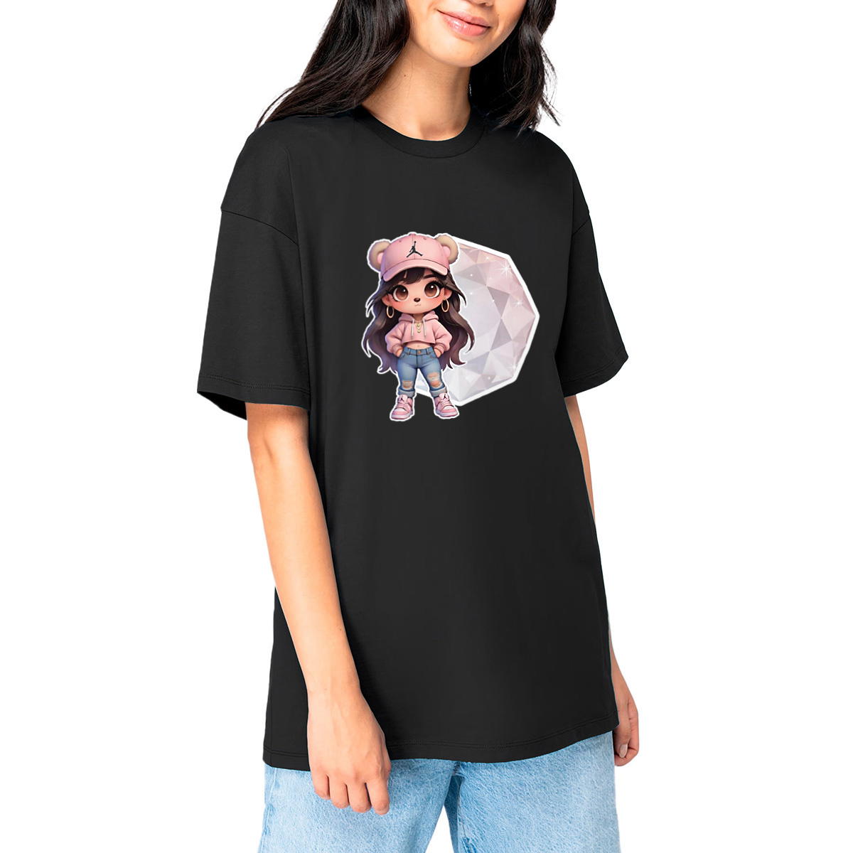 T-shirt femme Oversized Kawaii Jordan : Style et Confort