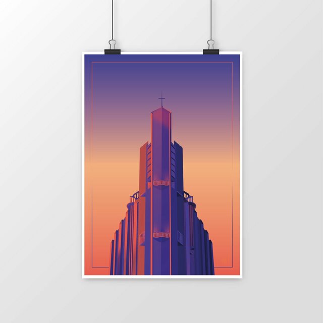 Image front Église Notre Dame Royan - Coucher de soleil