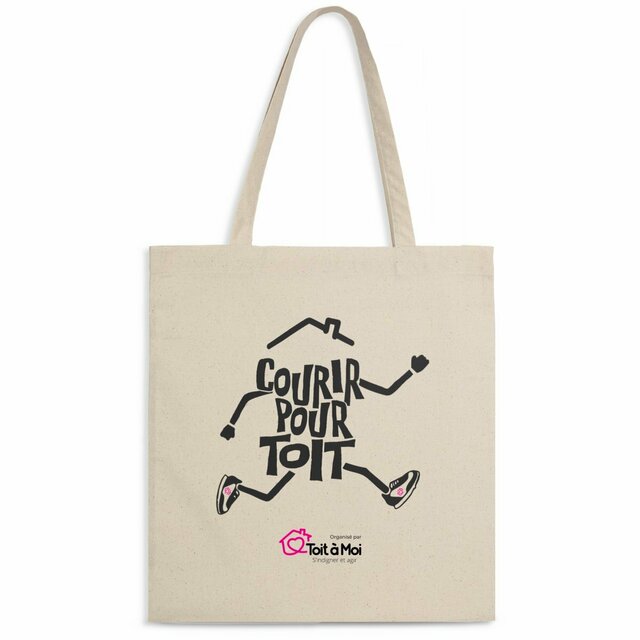 Image front Totebag coton bio Courir pour Toit - Noir