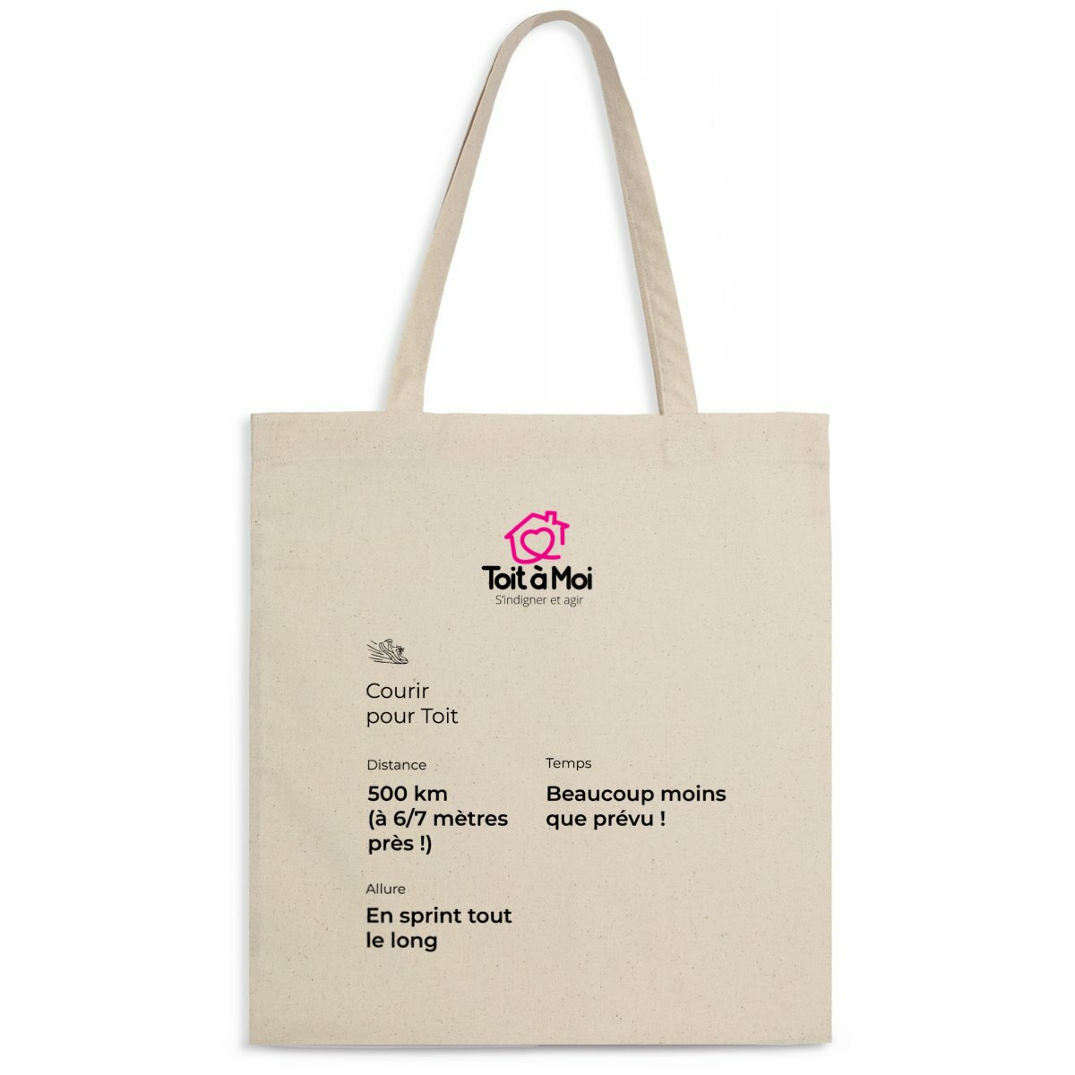 Image front Totebag coton bio Courir pour Toit - Grand coureur
