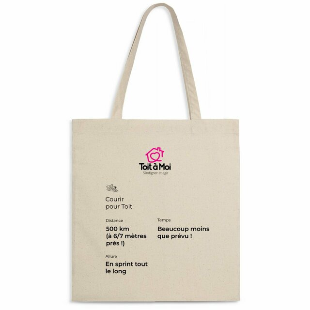 Image front Totebag coton bio Courir pour Toit - Grand coureur