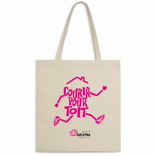 Image front Totebag coton bio Courir pour Toit - Rose