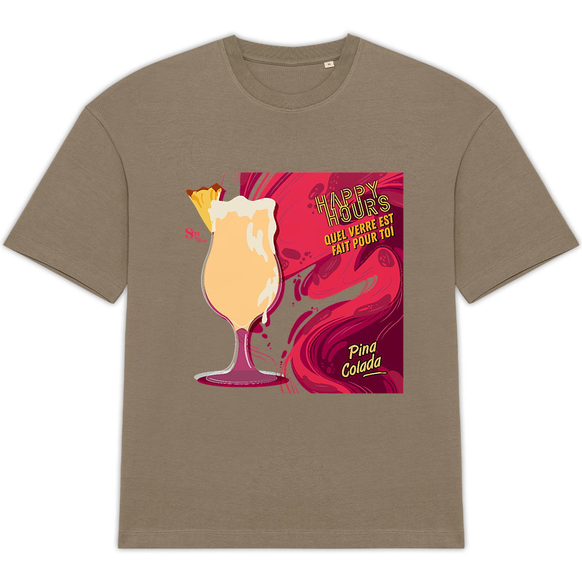 Image back T-shirt Oversize - Happy Hours - Pina Colada