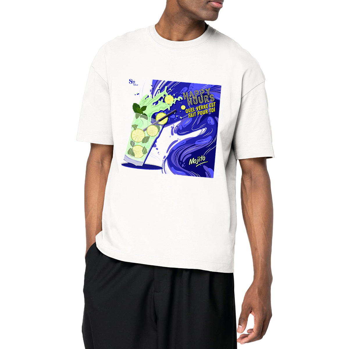 Image front T-shirt Oversize - Happy Hours - Mojito