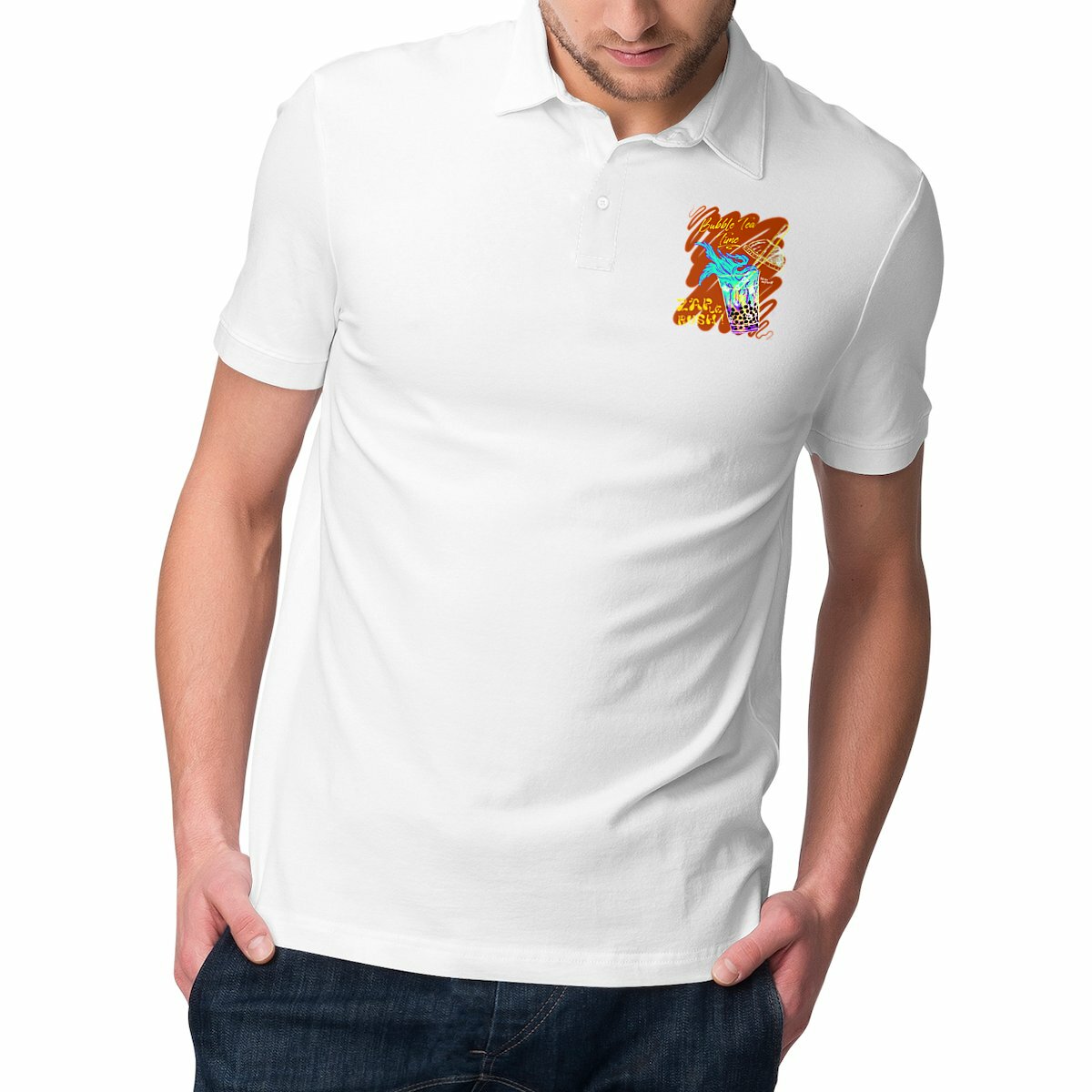 Image front Polo Homme - ZAP le Rush - Bubble Tea Time