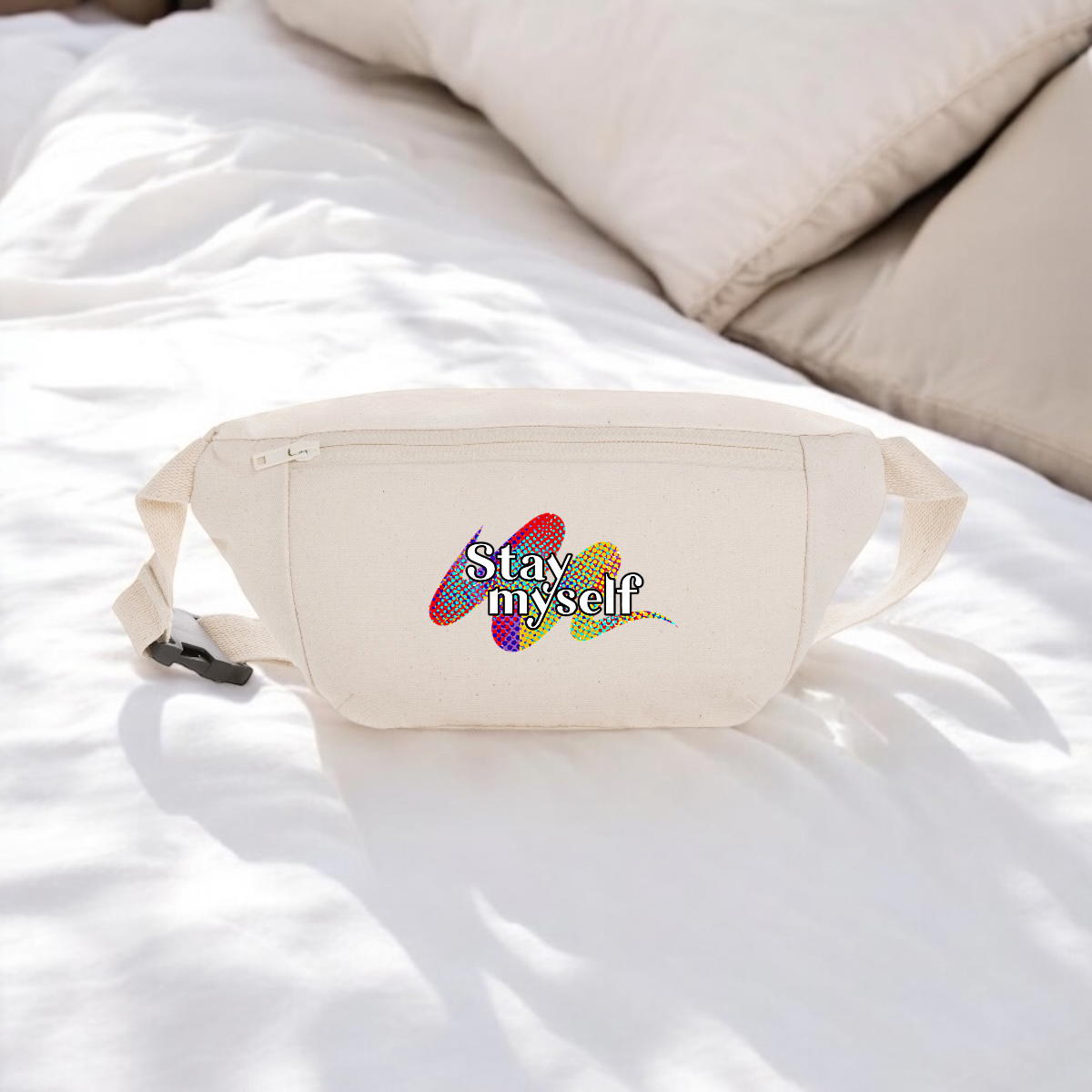 Image front Sac banane en toile - Stay myself Signature