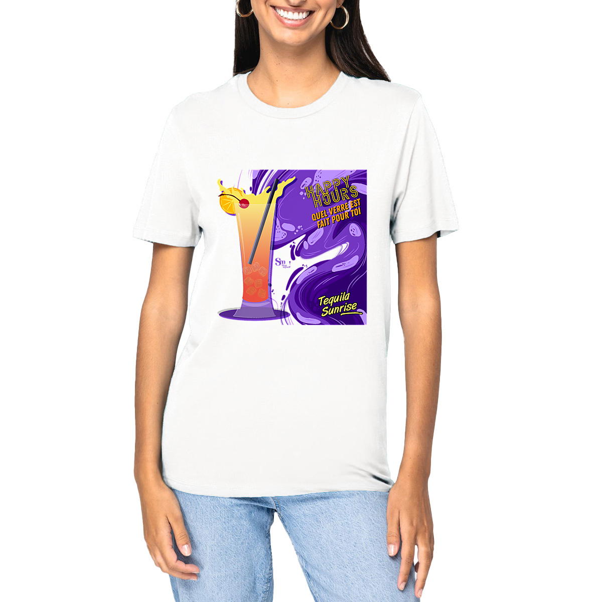 Image front T-shirt épais - Happy Hours - Tequila Sunrise