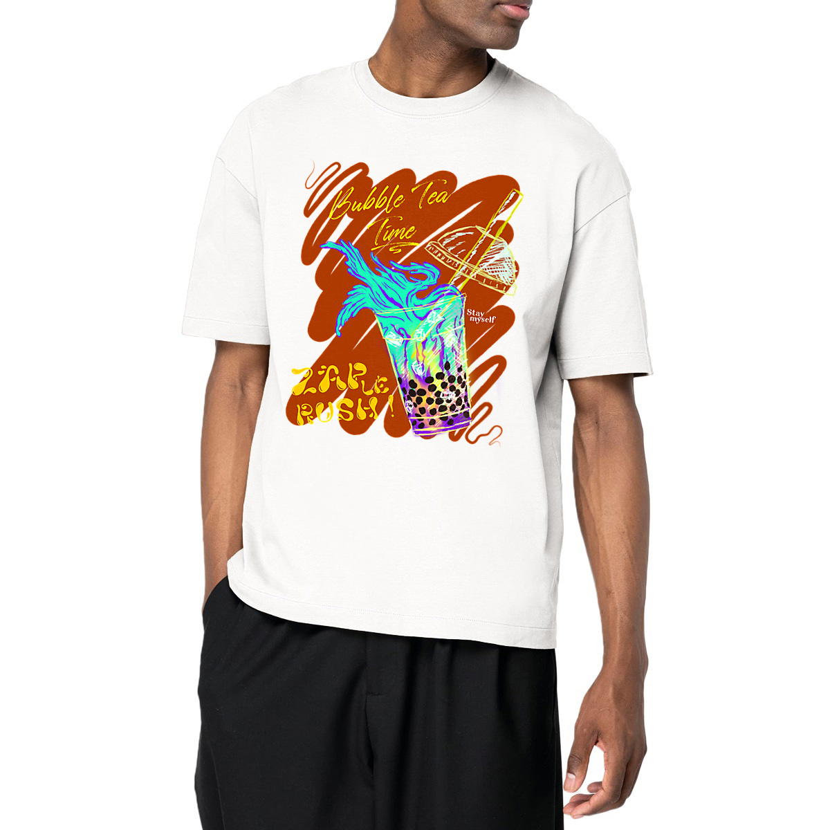 Image front T-shirt Oversize - ZAP le Rush - Bubble Tea Time