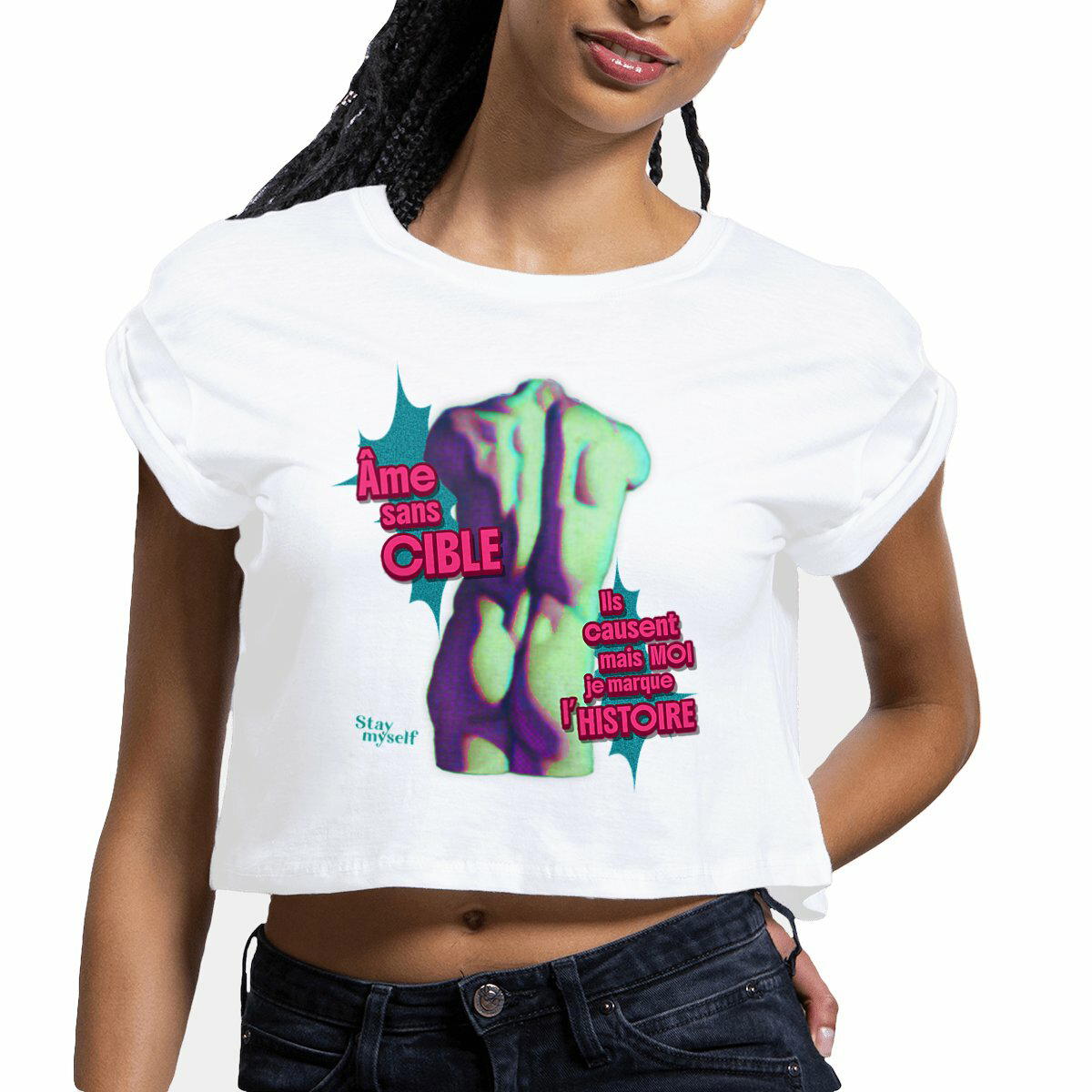 Image front Crop Top - STATUER no excuses - No cible