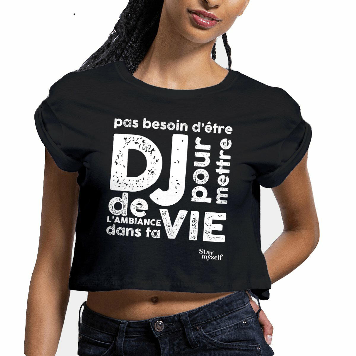 Image front Crop Top - DJ White