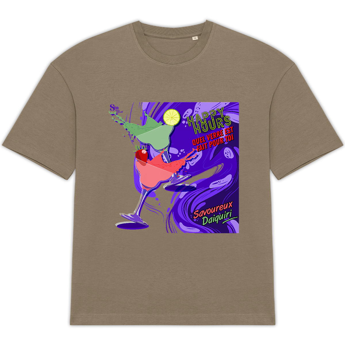 Image back T-shirt Oversize - Happy Hours - Daiquiri