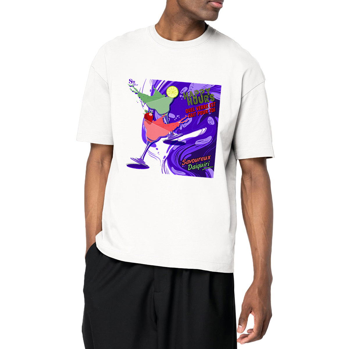 Image front T-shirt Oversize - Happy Hours - Daiquiri