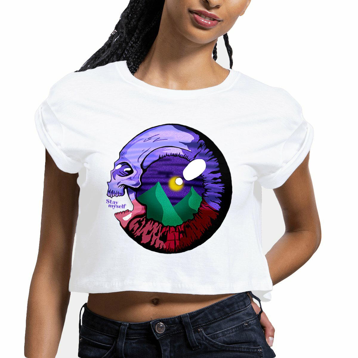 Image front Crop Top - Eye Skull