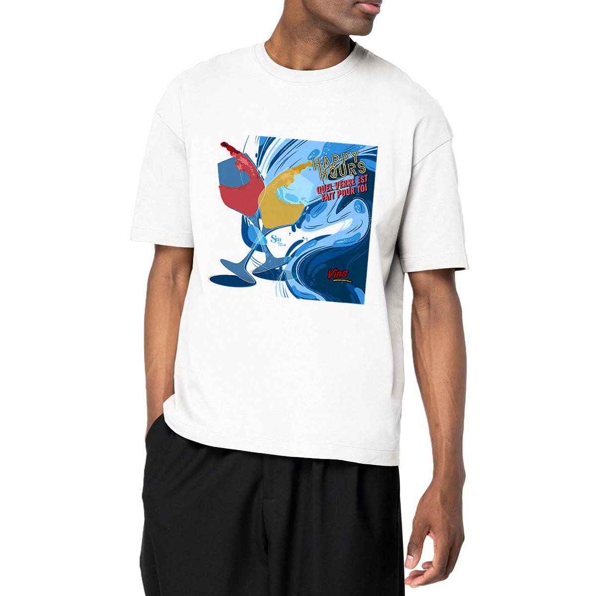 Image front T-shirt Oversize - Happy Hours - Vins