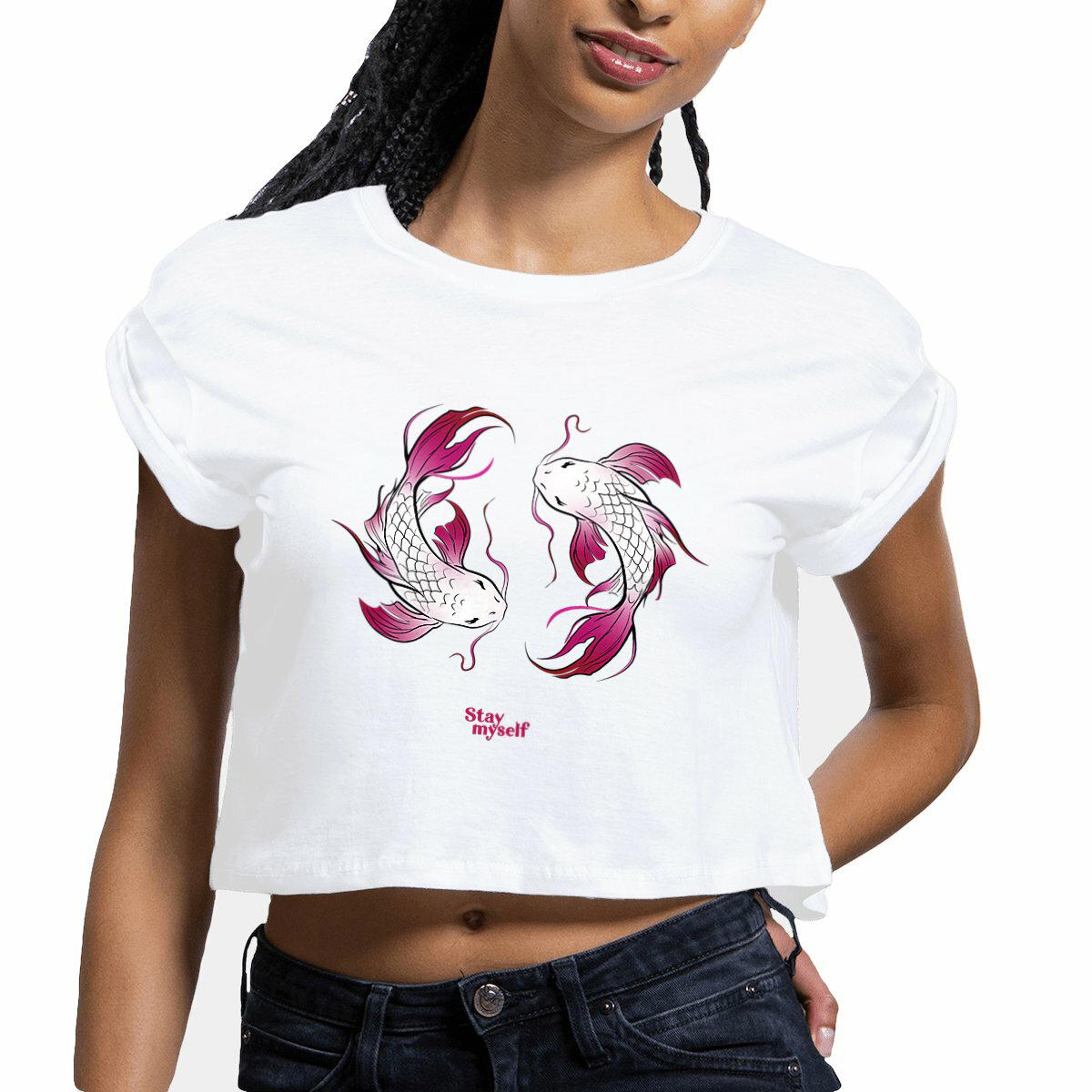 Image front Crop Top - Double Carpe Koi