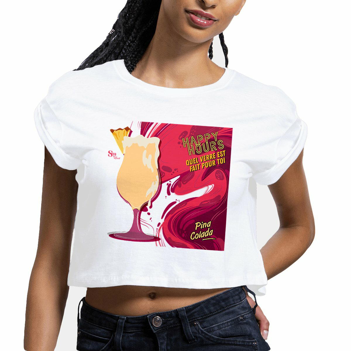 Image front Crop Top - Happy Hours - Pina Colada