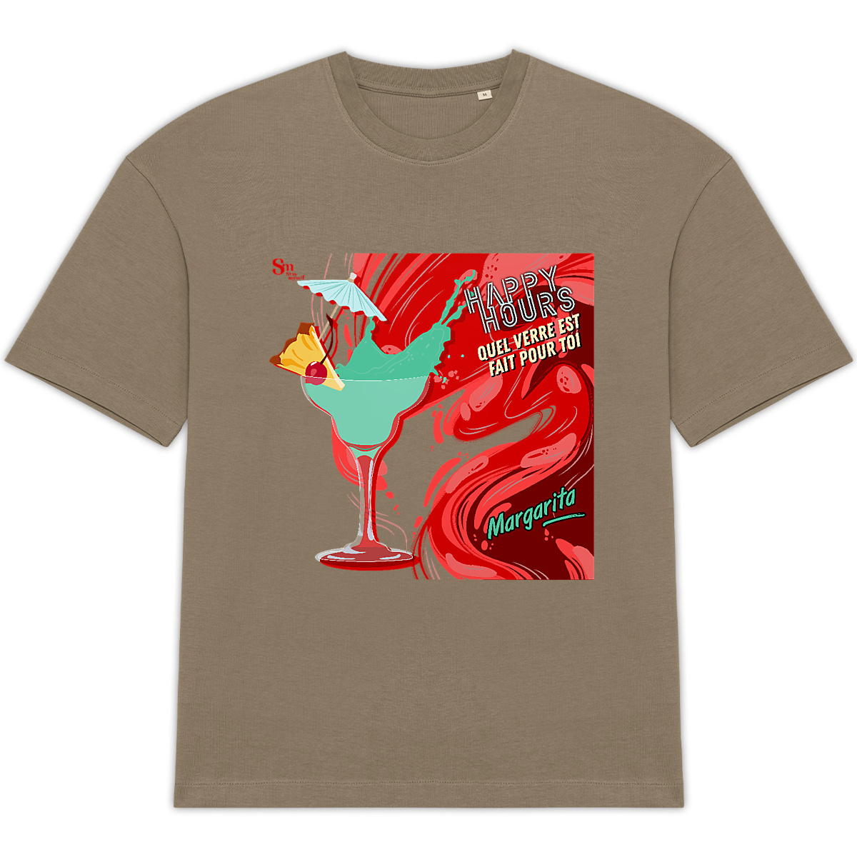 Image back T-shirt Oversize - Happy Hours - Margarita
