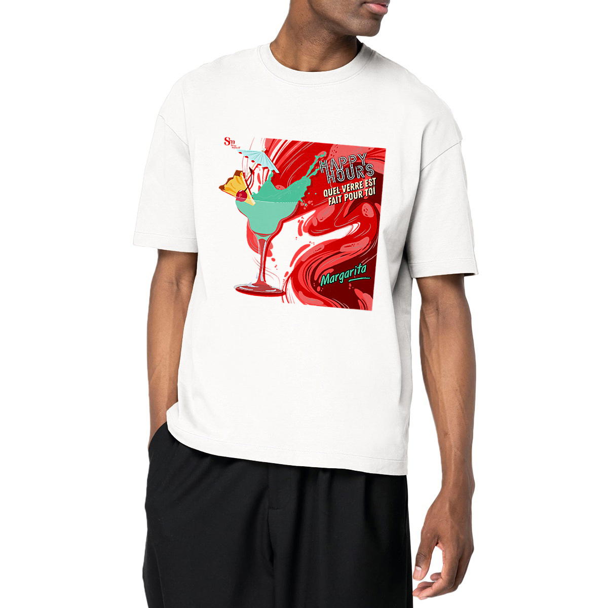 Image front T-shirt Oversize - Happy Hours - Margarita