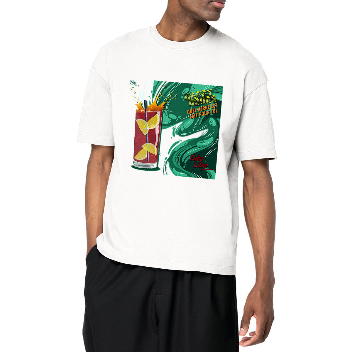 Image front T-shirt Oversize - Happy Hours - Cuba Libre