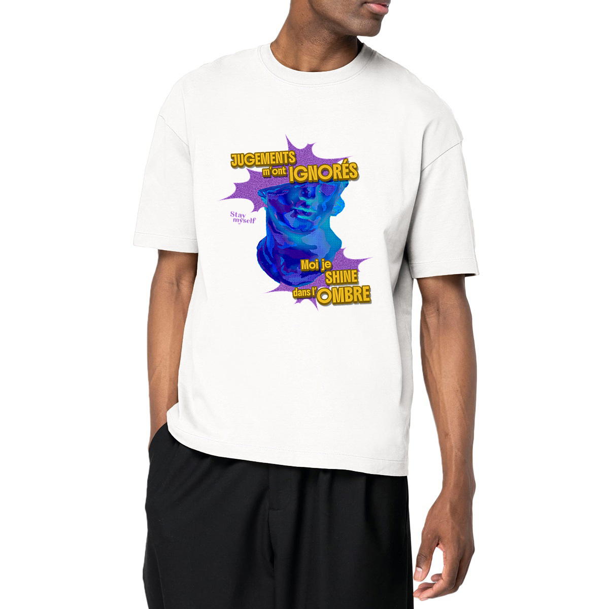 Image front T-shirt Oversize - STATUER no excuses - Shine Only