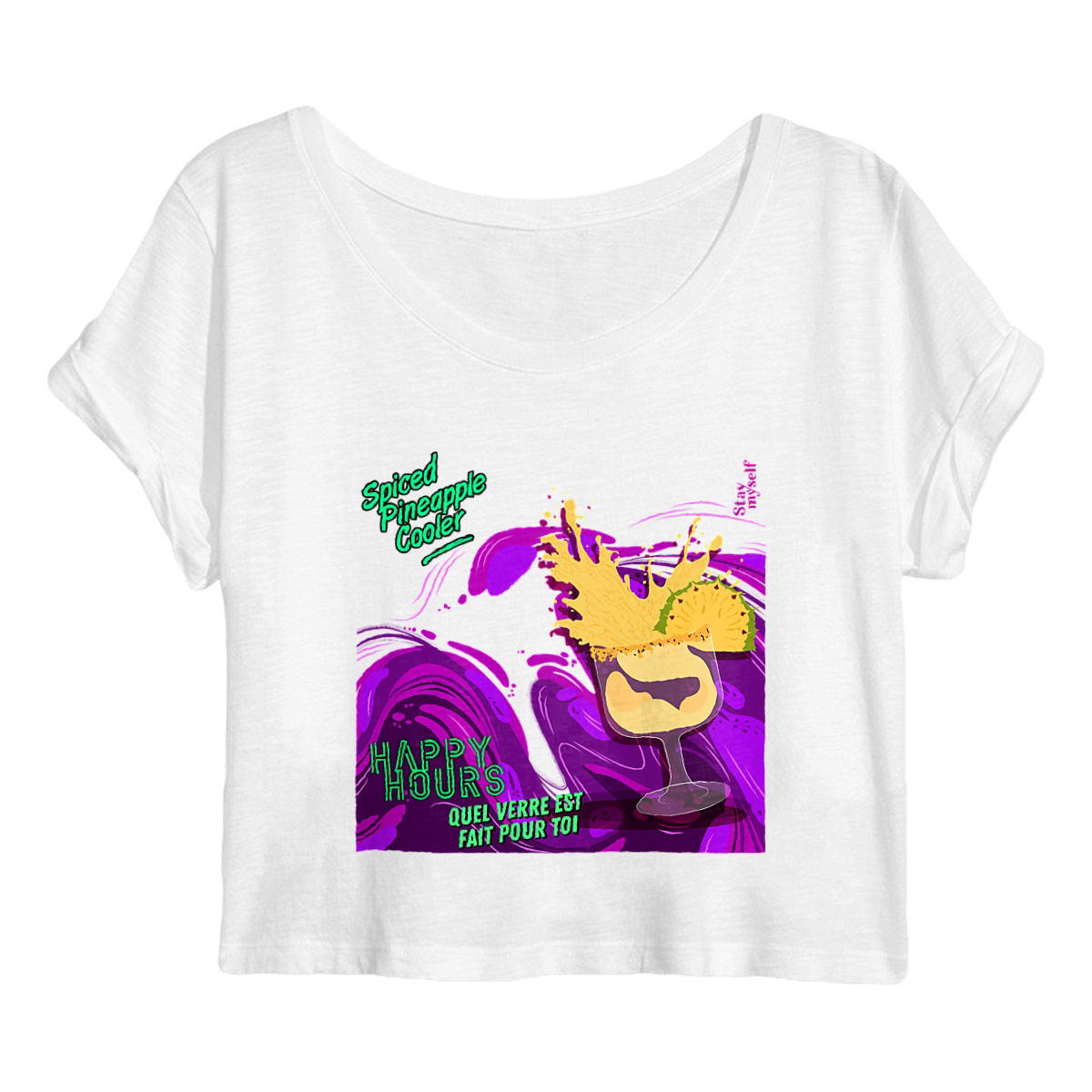 Image back Crop Top - Happy Hours Mocktails - Spiced Pineapple Cooler