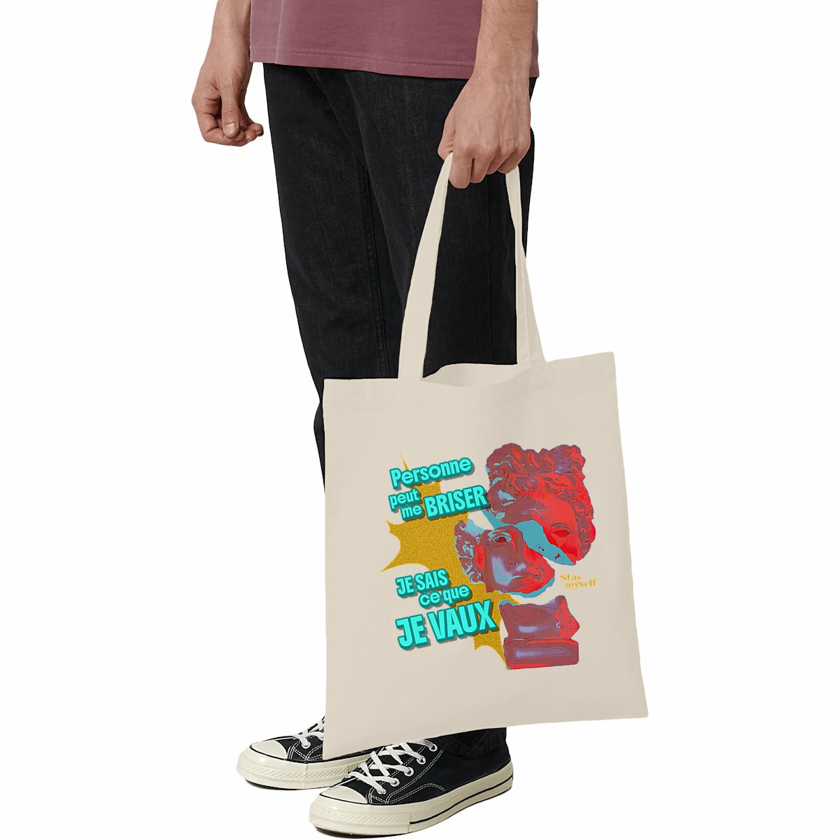 Image front Tote-bag léger - STATUER no excuses - Moi même