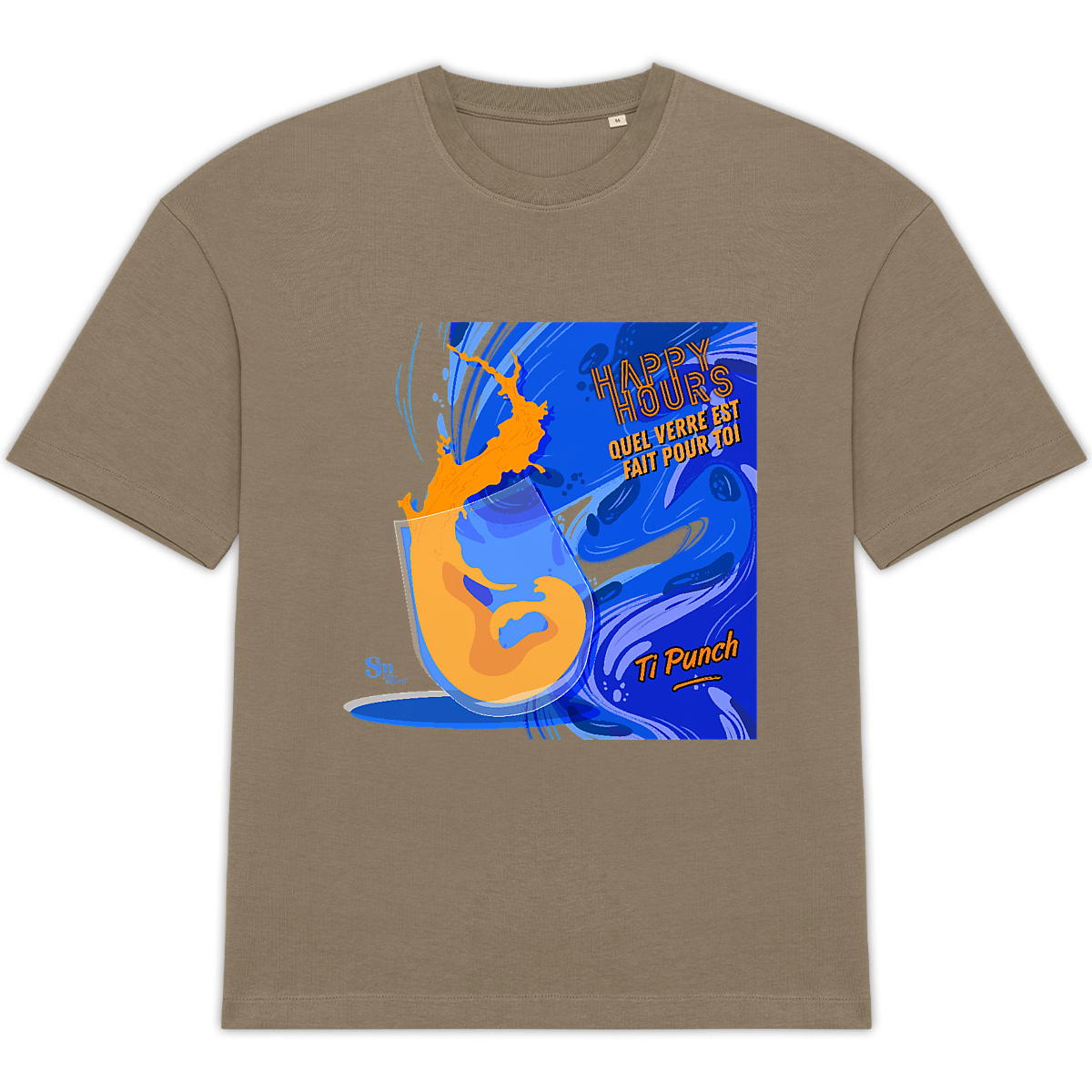 Image back T-shirt Oversize - Happy Hours - Ti Punch