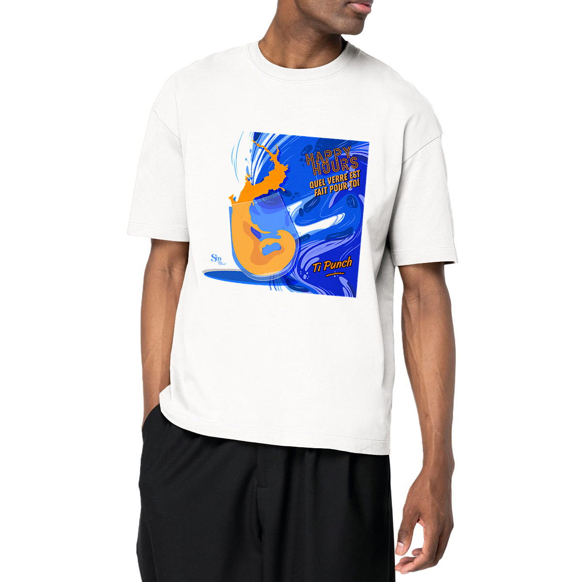Image front T-shirt Oversize - Happy Hours - Ti Punch