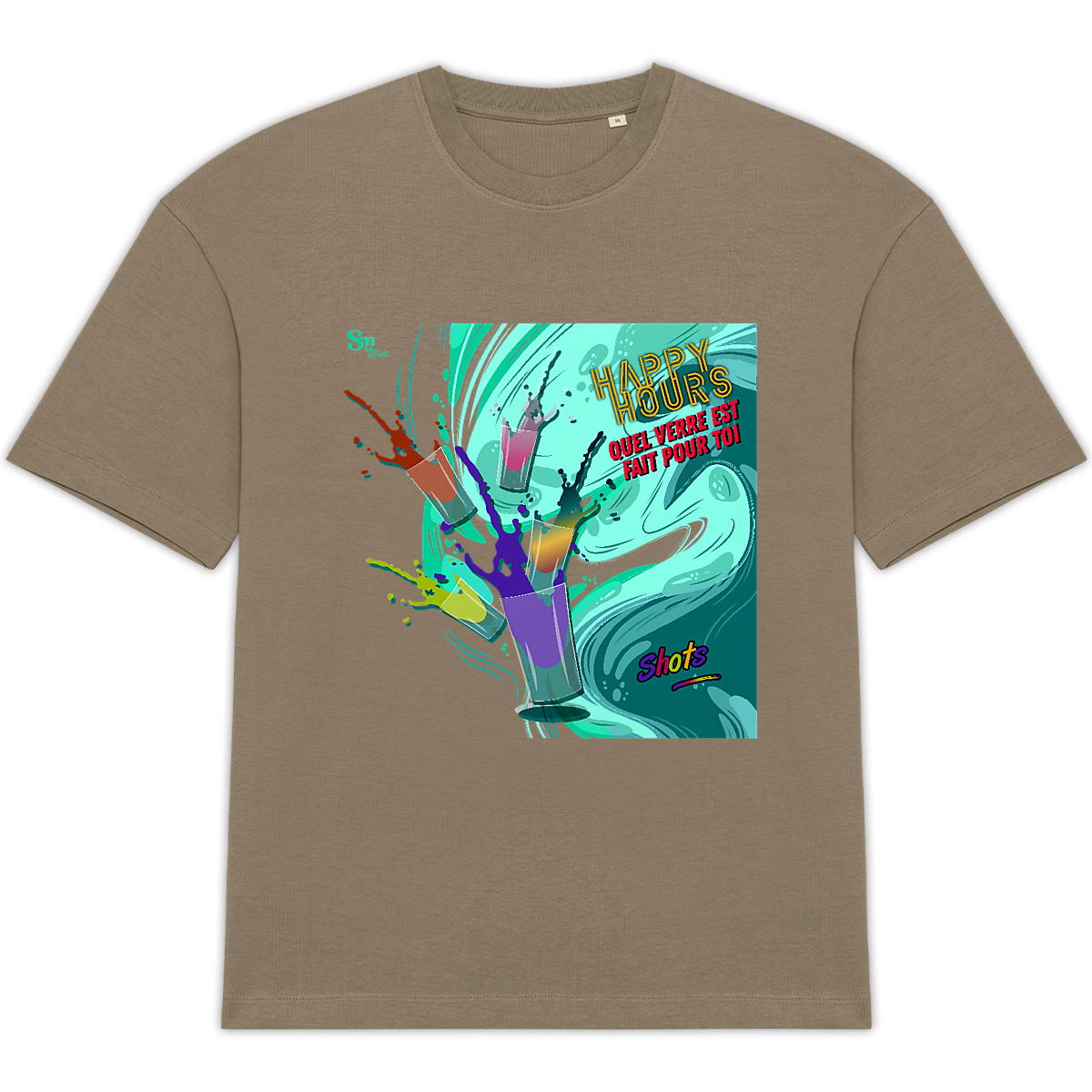 Image back T-shirt Oversize - Happy Hours - Shots