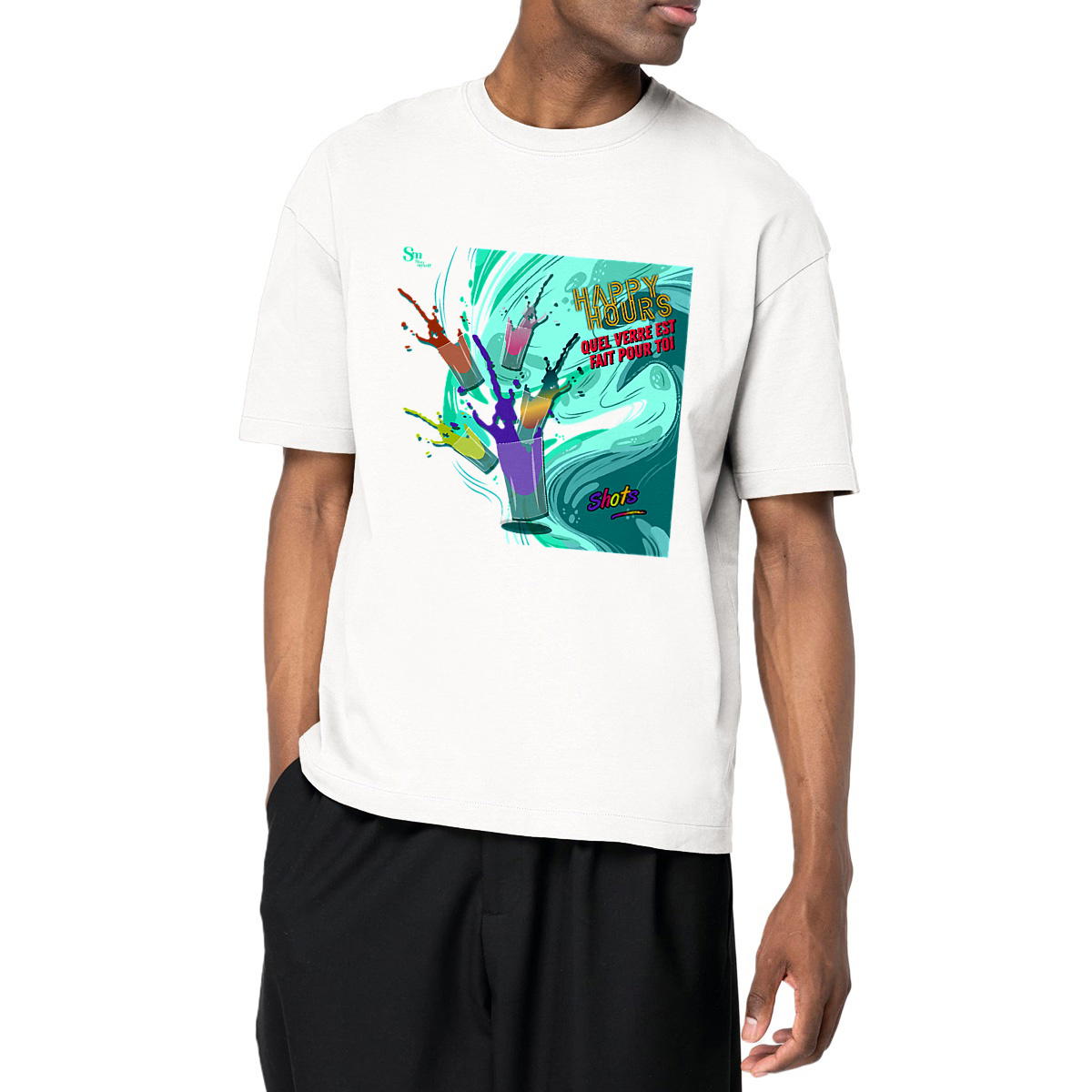 Image front T-shirt Oversize - Happy Hours - Shots